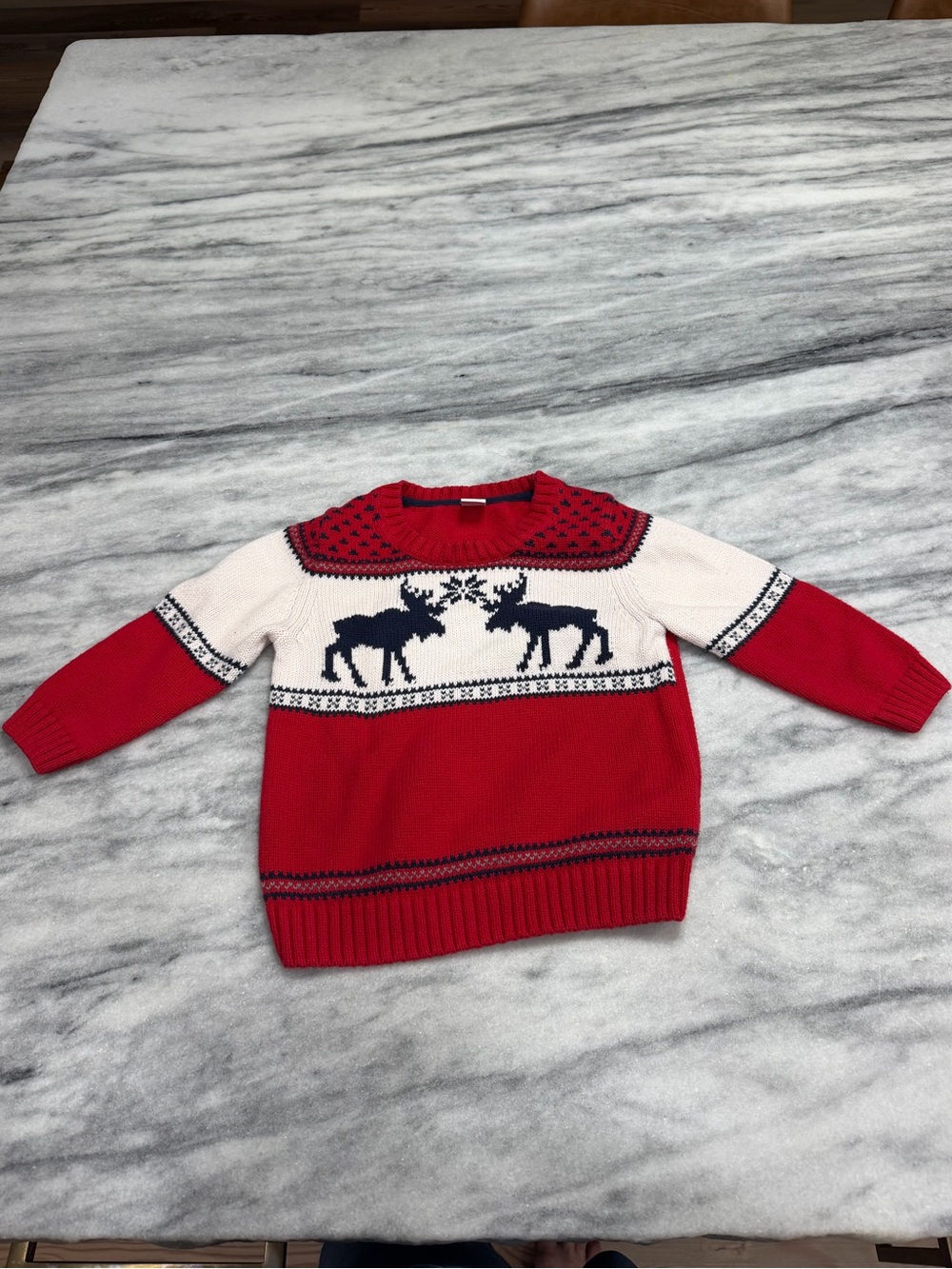 Boys Janie & Jack 18 -24 months Red and White Moose Pattern Sweater